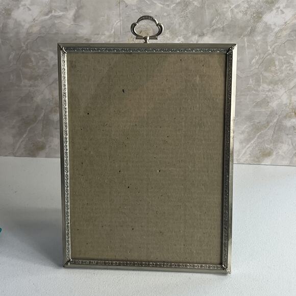 Antique Etched Metal Silver Picture Frame Ornate Fits 8.5 x 11.5 Photos - Picture 1 of 9